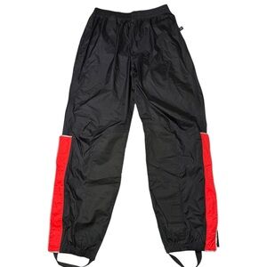 Harley Davidson black & orange motorcycle rain pants ONLY Sz Med. Ankle stirrups
